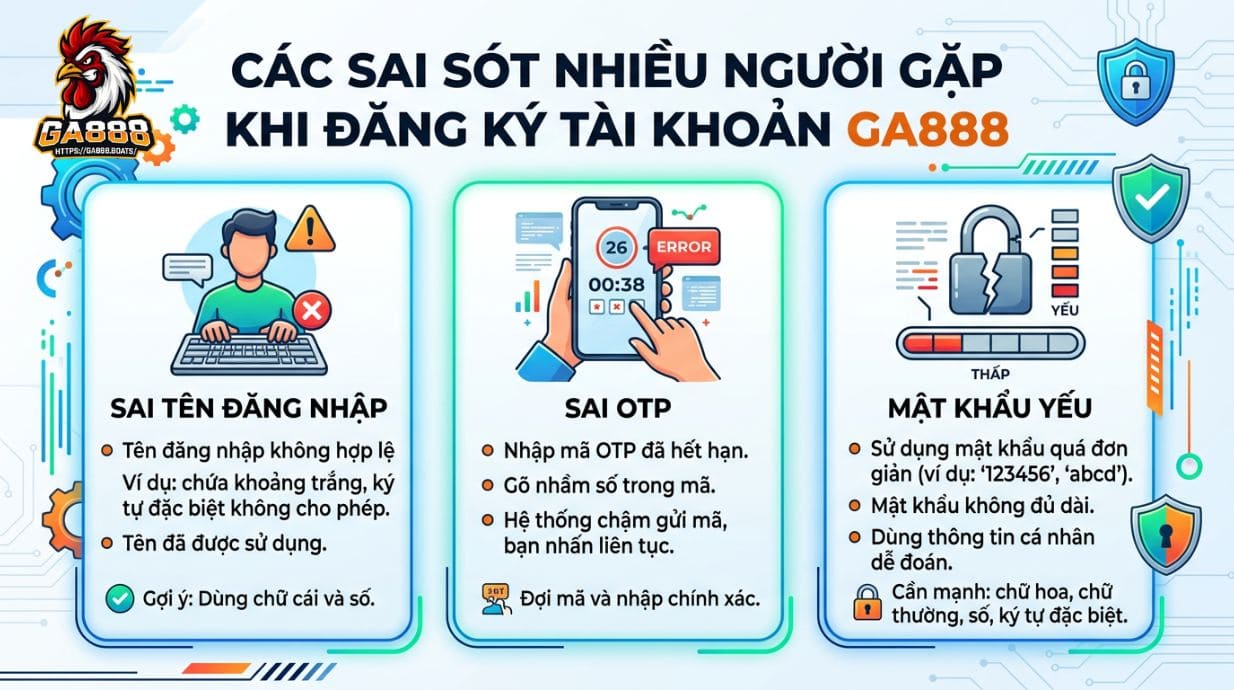 Các sai sót nhiều người gặp khi đăng ký tài khoản GA888