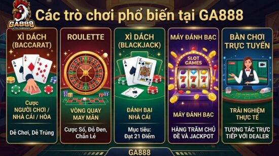 Các trò chơi phổ biến trong Casino GA888