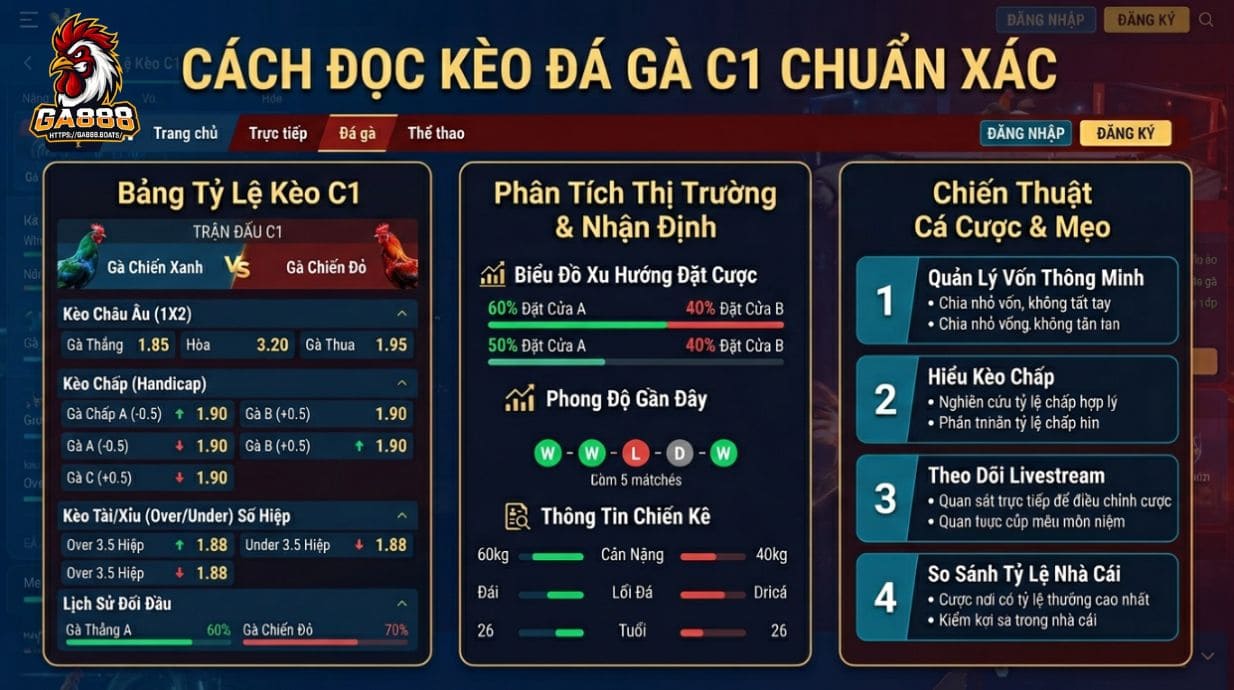 Cách đọc kèo đá gà C1 chuẩn xác