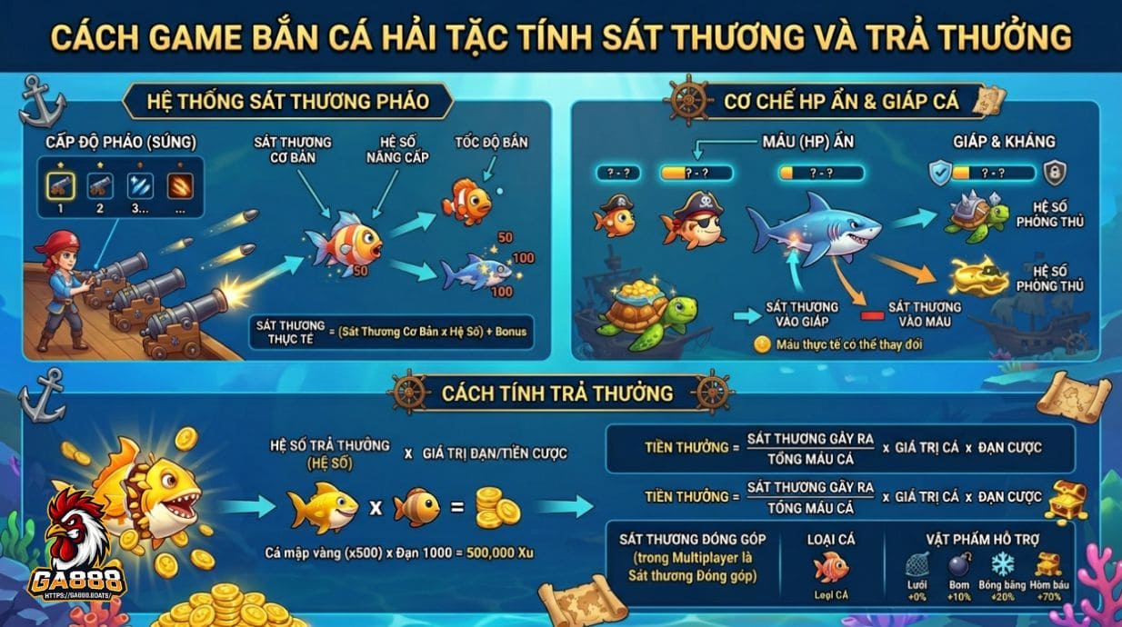 Cách game bắn cá Hải Tặc tính sát thương và trả thưởng