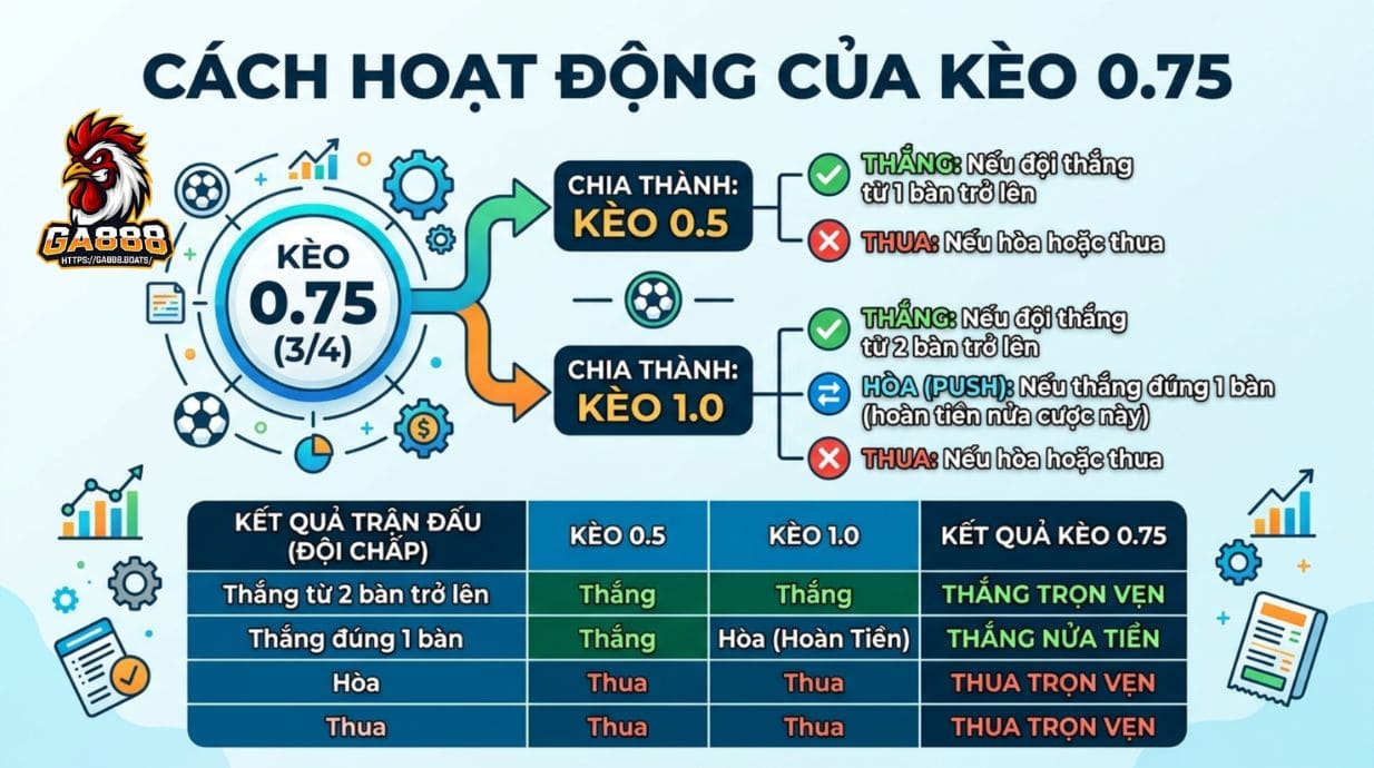 Cách hoạt động của kèo 0.75