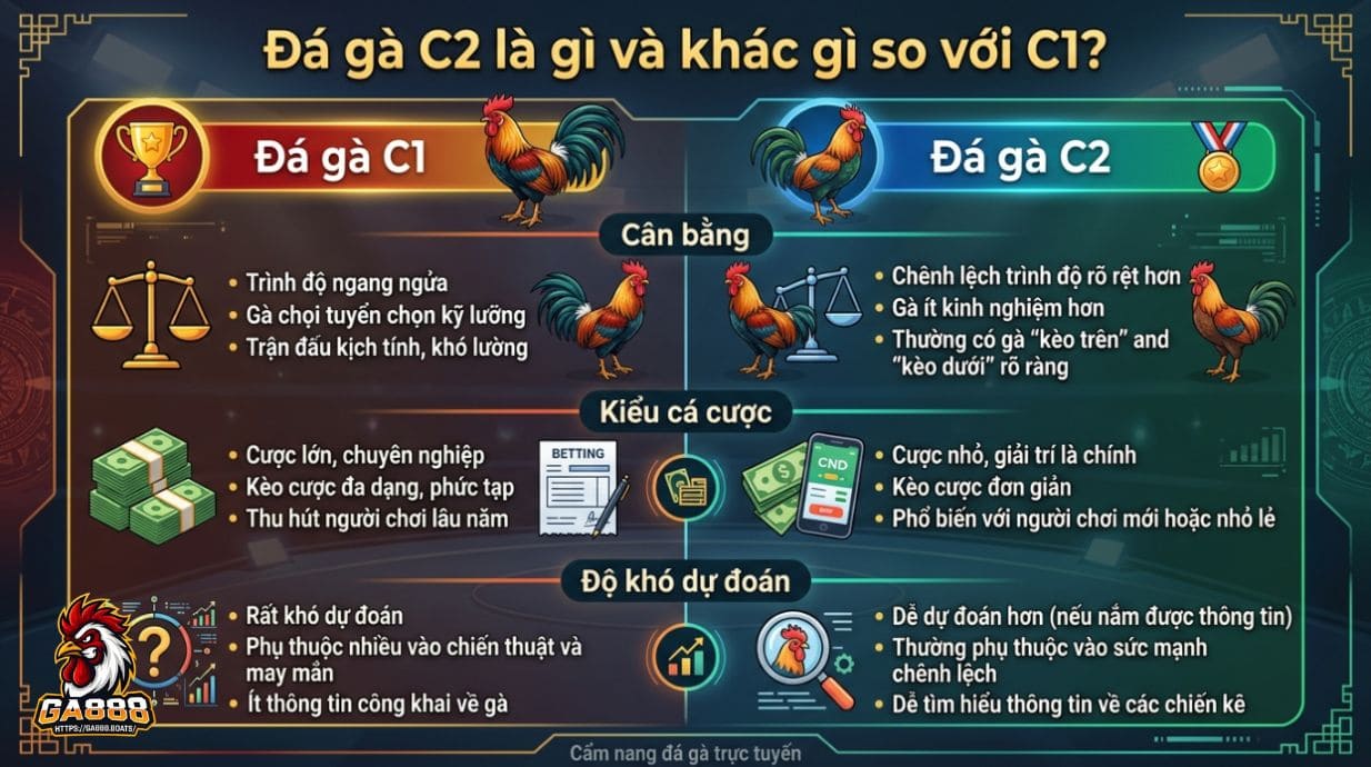Đá gà C2 là gì và khác gì so với C1?