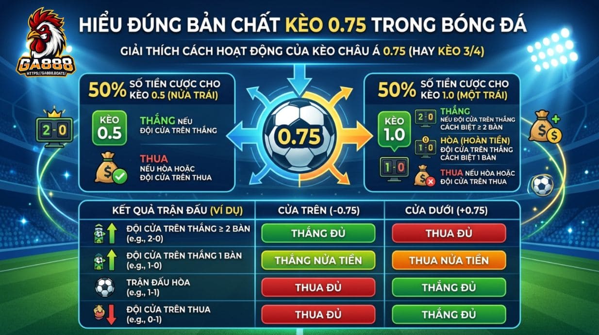 Hiểu đúng bản chất kèo 0.75 trong bóng đá