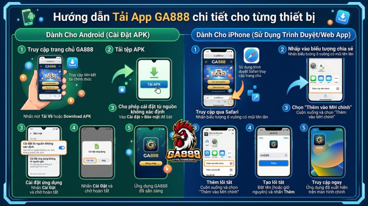Hướng dẫn Tải App GA888 chi tiết cho từng thiết bị