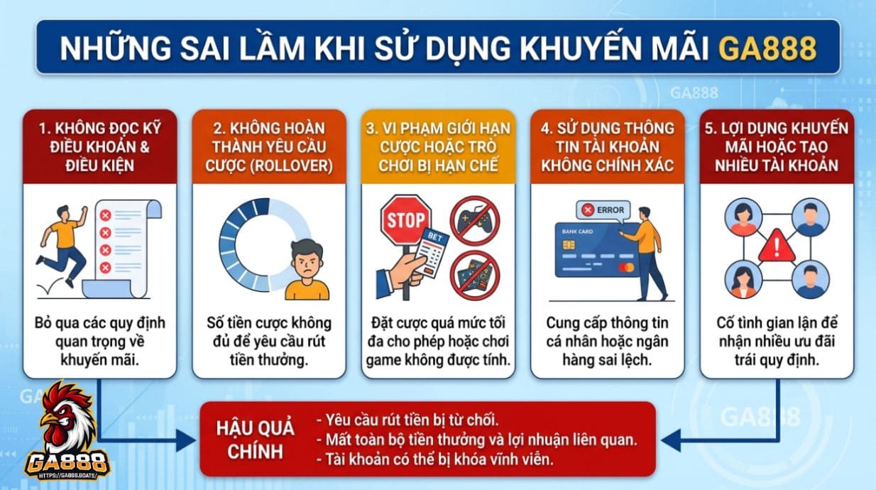 Những sai lầm khi sử dụng Khuyến Mãi GA888