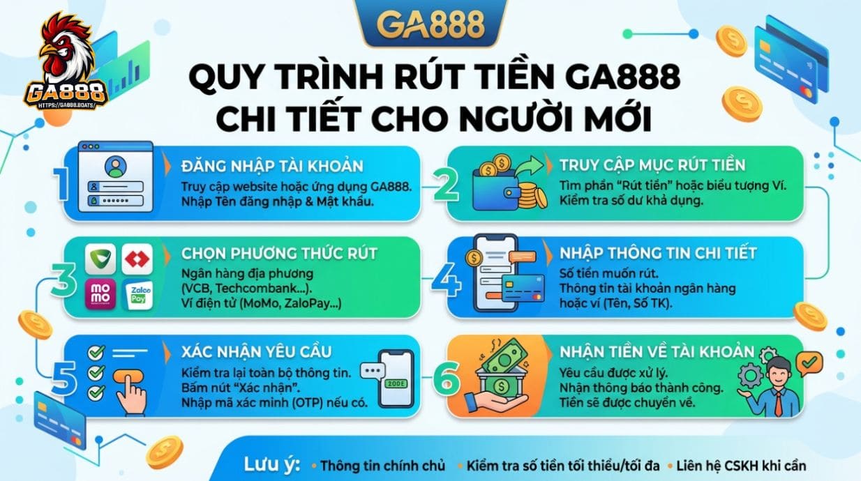 Quy trình rút tiền GA888 chi tiết cho người mới 