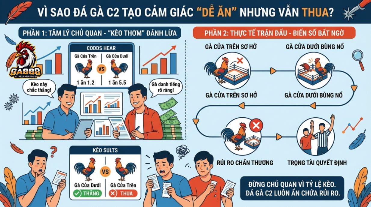 Vì sao đá gà C2 tạo cảm giác “dễ ăn” nhưng vẫn thua?
