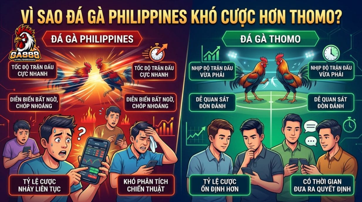 Vì sao đá gà Philippines khó cược hơn Thomo?