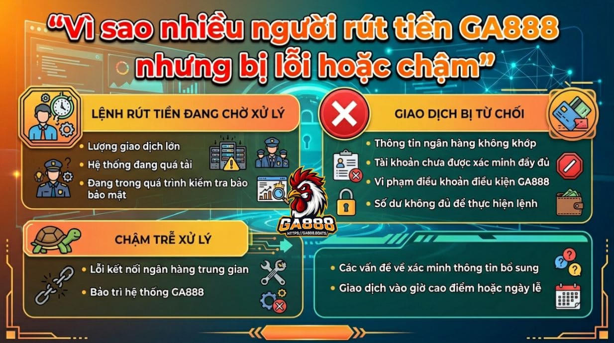 Vì sao nhiều người rút tiền GA888 nhưng bị lỗi hoặc chậm