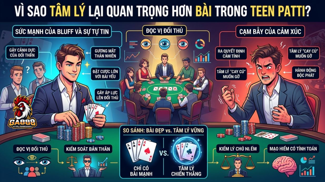 Vì sao tâm lý lại quan trọng hơn bài trong Teen Patti?